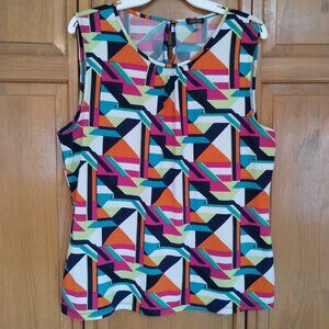 Tahari Geometric Sleeveless Multi-Color Top